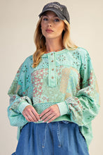 Load image into Gallery viewer, Easel Mixed Print Patchwork Top in Atlantis Green
