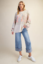 Load image into Gallery viewer, Easel Mixed Print Patchwork Top in Light Khaki