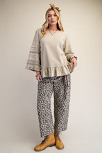 Load image into Gallery viewer, Easel Mineral Washed Terry Knit Ruffle Detailed Top in Latte