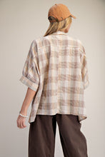 Load image into Gallery viewer, Easel Plaid Top with Patchwork Flower in Mustard Mocha