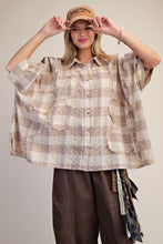 Load image into Gallery viewer, Easel Plaid Top with Patchwork Flower in Mustard Mocha