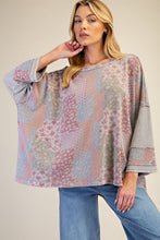 Load image into Gallery viewer, Easel Patchwork Print Loose Fit Top in Ash