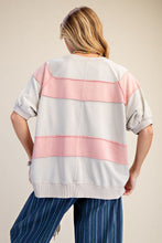 Load image into Gallery viewer, Easel Mineral Washed Boxy Rugby Striped Top in Khaki