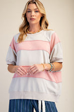 Load image into Gallery viewer, Easel Mineral Washed Boxy Rugby Striped Top in Khaki