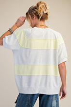 Load image into Gallery viewer, Easel Mineral Washed Boxy Rugby Striped Top in Light Heather Grey