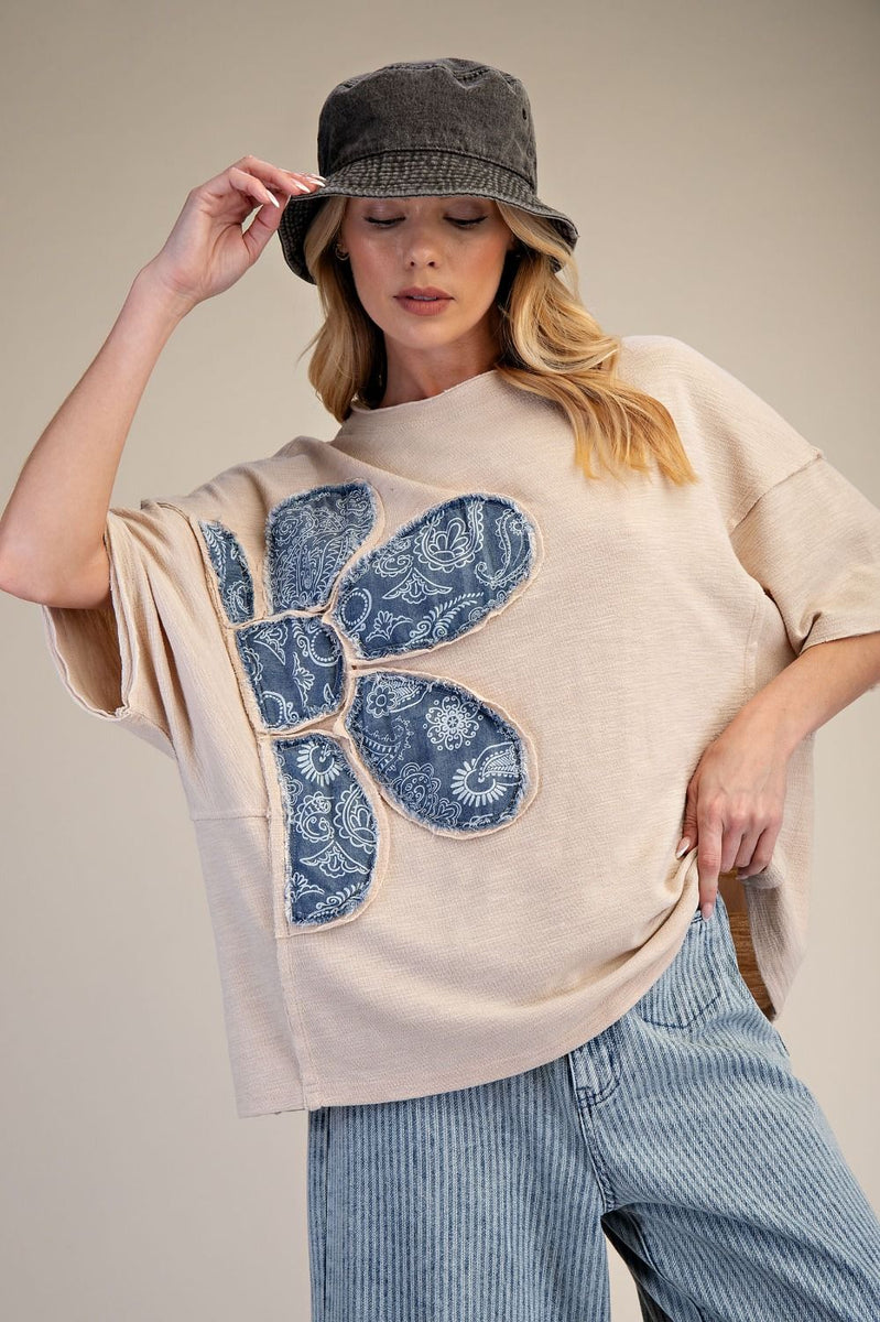 トップス ena Easel Bandana Flower Top in Khaki – June Adel
