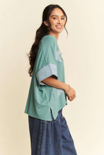 Load image into Gallery viewer, Davi & Dani Denim Star Patch Top in Blue Sage