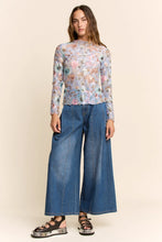 Load image into Gallery viewer, Davi & Dani Sheer Floral Mesh Top in Light Blue
