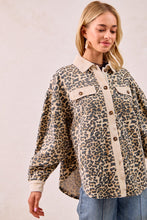 Load image into Gallery viewer, BiBi Mineral Washed Leopard Print Shacket