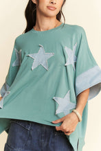 Load image into Gallery viewer, Davi & Dani Denim Star Patch Top in Blue Sage