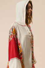 Load image into Gallery viewer, BiBi Mixed Floral and Solid Knit Hooded Top in Oatmeal/Rust