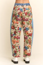 Load image into Gallery viewer, Davi & Dani Floral and Denim Pants in Beige/Denim Blue