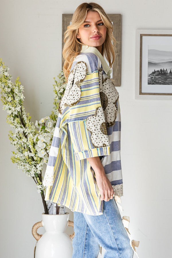 Oli & Hali OVERSIZED Multicolored Mix n Matched Striped Top