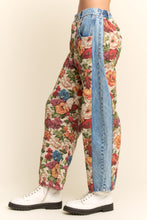 Load image into Gallery viewer, Davi & Dani Floral and Denim Pants in Beige/Denim Blue