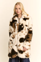 Load image into Gallery viewer, Davi & Dani Tri Color Faux Fur Jacket in Cow Brown