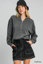 Load image into Gallery viewer, Umgee LuxeKnit High Neck Sweatshirt in Charcoal