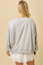 Load image into Gallery viewer, Main Strip OVERSIZED USA Letter Patched Terry Knit Top in Heather Grey