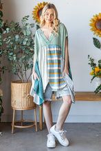Load image into Gallery viewer, Oli & Hali OVERSIZED Mixed Fabric Babydoll Top in Dusty Green