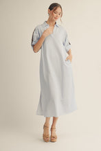 Load image into Gallery viewer, Jodifl Striped Midi Dress with Leopard Print Details in Blue