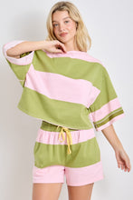Load image into Gallery viewer, BaeVely OVERSIZED Bold Block Contrasting Striped Knit Top in Pink/Green
