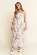 Load image into Gallery viewer, J.nna Floral Print Embroidered Strapless Midi Dress in Spring Bloom