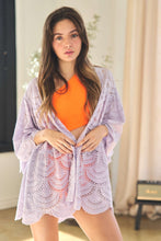 Load image into Gallery viewer, Davi & Dani Open Front Crochet Lace Cardigan in Lavender