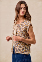 Load image into Gallery viewer, BiBi Open Front Bow Tie Closure Sweater Vest in Leopard