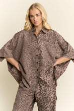 Load image into Gallery viewer, Davi & Dani Oversized Button Down Top in Mocha Leopard
