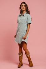 Load image into Gallery viewer, BiBi Washed Twill Dress in Slate Blue