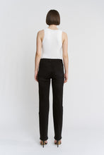 Load image into Gallery viewer, Mica Denim High Rise Pearl and Rhinestone Embellished Straight Leg Jeans in Black Pearl