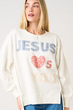Load image into Gallery viewer, Mittoshop Jesus Loves You Patchwork Sweatshirt in Off White