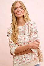 Load image into Gallery viewer, BiBi OVERSIZED Washed Twill Floral Print Top in Cream/Red Floral