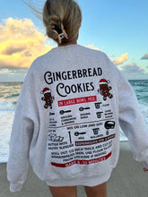 Load image into Gallery viewer, Full Embroidery Christmas Gingerbread Recipe Sweatshirt in Grey