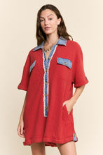 Load image into Gallery viewer, J.nna Retro-Remix Waffle Romper in Washed Red