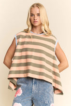 Load image into Gallery viewer, Davi & Dani Contrasting Striped Sleeveless Top in Apricot Olive