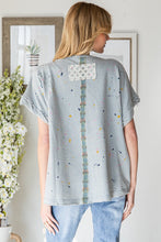 Load image into Gallery viewer, Oli & Hali Paint Splatter Top with Large Ribbon Bow Patch on Front in Blue