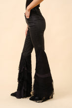 Load image into Gallery viewer, Blue B Denim Jeans with Tiered Lace Flare Legs in Black
