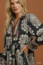Load image into Gallery viewer, Umgee Paisley Print Tiered Midi Dress in Black