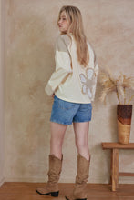 Load image into Gallery viewer, mello. Checkered Contrast Top with Daisy Patches in Multi Brown