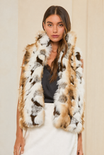 Load image into Gallery viewer, Skies are Blue Multi-Toned Faux Fur Open Front Vest in Cream Multi