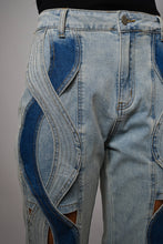 Load image into Gallery viewer, Blue B Swirl Cut Out Denim Jeans in Light Wash