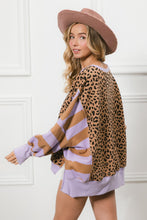 Load image into Gallery viewer, BiBi Leopard and Striped Print Top in Lavender