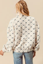 Load image into Gallery viewer, So Me Fleece Diamond and Bow Embroidered Jacket in Ivory