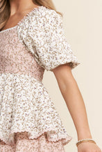 Load image into Gallery viewer, J.nna Color Block Tiered Floral Print Maxi Dress in Blush Cream Floral