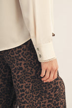 Load image into Gallery viewer, Jodifl Scallop Trim Detail Button Down Satin Top in Champagne