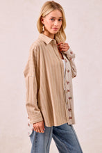 Load image into Gallery viewer, BiBi OVERSIZED Mix n Match Stripes and Floral Print Top in Taupe/Terracotta