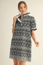 Load image into Gallery viewer, Jodifl Eyelet Lace Shift Dress in Navy