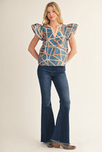 Load image into Gallery viewer, Jodifl Abstract Metallic Jacquard Top in Turquoise