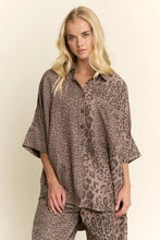 Load image into Gallery viewer, Davi & Dani Oversized Button Down Top in Mocha Leopard