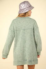 Load image into Gallery viewer, Very J OVERSIZED Mineral Washed Sweatshirt Mini Dress in Sage